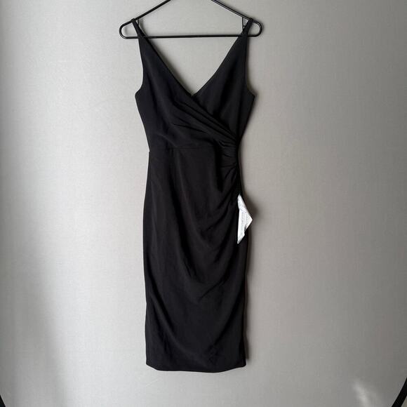 Dress the Population‎ sz XXS black faux wrap evening cocktail pencil dress NWT - Picture 2 of 10